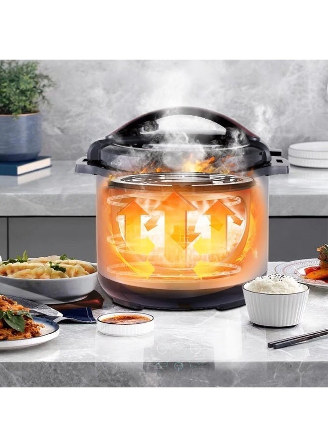 Winning Star, pressure cooker, capacity 10 liters, digital, 14 functions, spoon and measuring cup accessories, stainless steel, 1350 watts, black silver, M/ ST-9336 - Image 2
